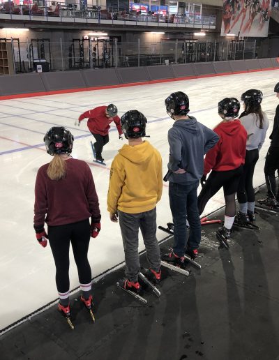 Debby teaching speed skating